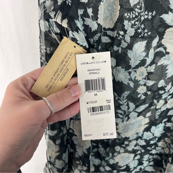 Ralph Lauren Denim & Supply Black Floral Chiffon Button Down Blouse NWT Medium M - Picture 6 of 6